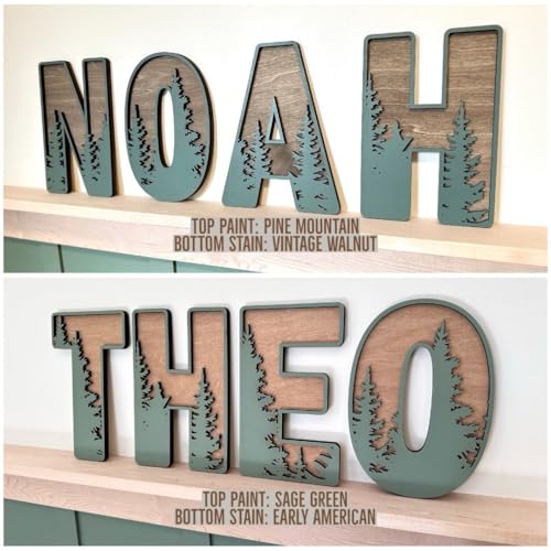 Name Sign For Nursery, Boho Nursery Sign, Family Name Signs, 3D Wall Art for Children & Kids Rooms, Baby Shower, First birthday gift (Woodland)