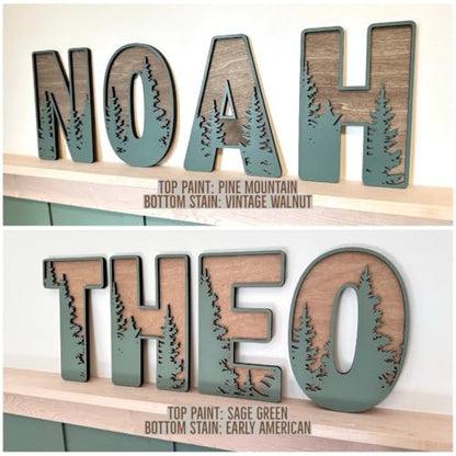 Name Sign For Nursery, Boho Nursery Sign, Family Name Signs, 3D Wall Art for Children & Kids Rooms, Baby Shower, First birthday gift (Woodland)