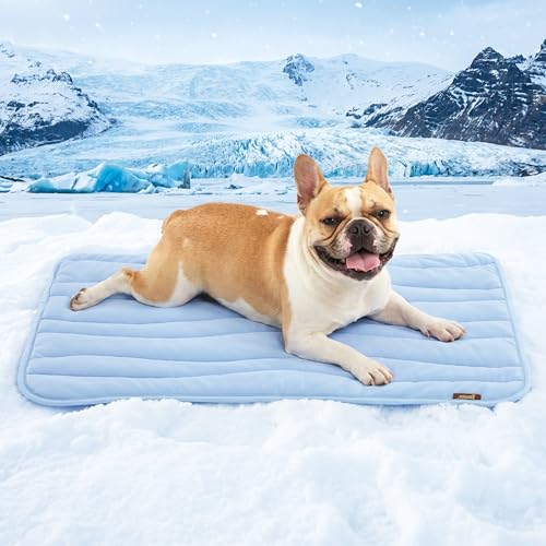 ZOMISIA Cooling Mat for Medium Dogs - Thin Portable Pet Cooling Pad, Breathable and Washable Cool Fiber with Non-Slip Bottom, Outdoor Use for Summer, 29x18, Blue - size: 29''x18''(Medium)
