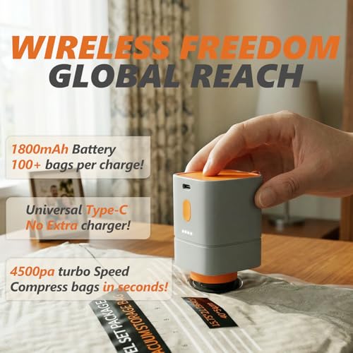 Rechargeable Wireless Pump Travel Vacuum Bags Set,Vacuum Storage Bags Portable Space Saver Bags for Travel, Home, Vacuum Compression Packing Seal for Clothes Seasonal Storage 48 Combo Set - size: 48 Combo Size