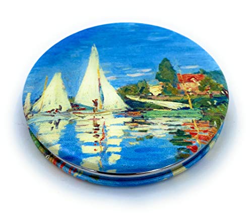 Small Compact Mirror for Men Small Bag Mirror Lightweight Portable Mirror Hand Mirror Claude Monet Sea Argenteuil Birthday Gift for Friend - color: Argenteuil