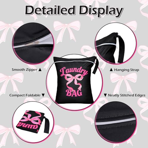 2 Pcs Large Travel Laundry Bags Waterproof Wet Dry Bag, Washable Dirty Clothes Bags for Travel，Drawstring, Bathing Suit, Workout, Gym Clothes Laundry, Swimming Pool & College Dorm, Black Bow - color: Black Bow
