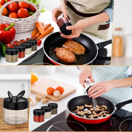 50 Pack 3.4 oz Plastic Spice Jars with Black Cap Empty Clear Spice Bottles Containers Seasoning Jars with Shaker Lids for Storing Herbs and Seasoning Powders Kitchen Restaurant Storage - size: 3.4 oz
