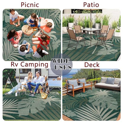 Homcomoda Outdoor Rugs 8’x10’ Waterproof Reversible Patio Rugs Outdoor Clearance Lightweight Outdoor Rugs Portable RV Camping Mats for Tents Deck Porch BBQ Beach Backyard