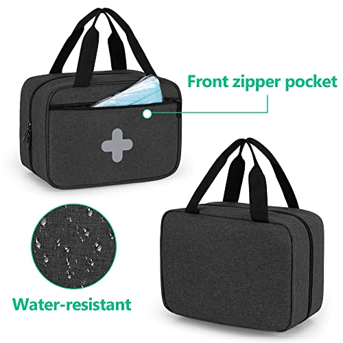 CURMIO Small First Aid Bag, Empty Emergency Trauma Kit Organizer Bag for Hiking, Camping, Car, Travel, Home and Outdoor, Black, BAG ONLY, Patent Pending - color: Black