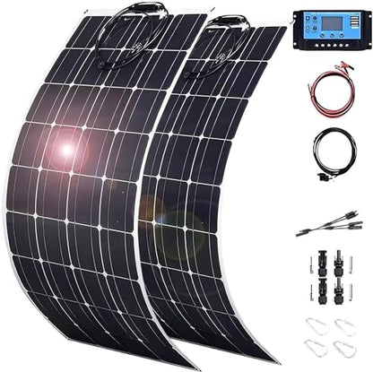 800 Watt Solar Panel Kit, with Charge Controller(40A) 2pcs 400 Watt Flexible Monocrystalline Solar Panel kit Photovoltaic Module for 12-48V Battery Charging Car Battery Camper RV - color: 800 Watt