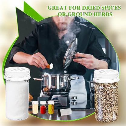 50 Pack Mini Plastic Spice Jars with White Caps 1 oz Clear Round Spice Bottles with Sifters Small Empty Seasoning Containers for Travel Home Storing Spice Seasoning Powders (Black) - color: Black