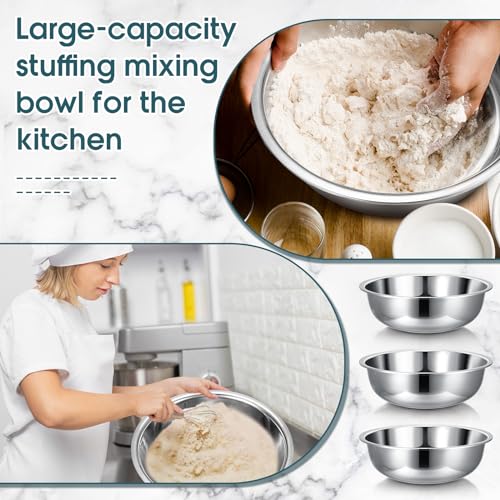 Nuogo 4 Pcs Stainless Steel Mixing Bowls Metal Mixing Bowls Extra Large Basin Salad Basin Deeper Edge Dishwasher Safe Mirror Finish for Home and Commercial, Silver (18 Inch 16 Qt) - size: 18 Inch (16 Qt)
