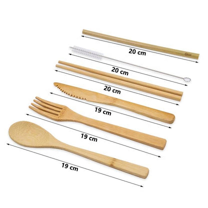 Eco-Friendly Travel Utensils Set: Lightweight Bamboo Forks, Spoons, Knives, Chopsticks, Straw in Wooden Case, Reusable Utensils for Lunch Box, Kids Camping Cutlery, Sustainable Portable Flatware - size: 6-piece