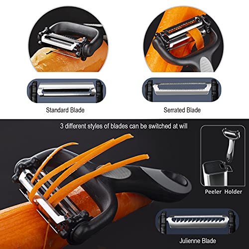 RAXCO Knife Set,10-Piece Stainless Steel Kitchen Knife Set with Block,Black | Compact Small Countertop Holder,Pro-Sharpened Stainless Steel Chef Knives, Space Saving Knife Set for RV & Apartment - color: BK