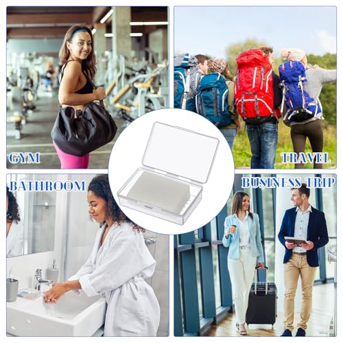 Reallnaive 24 Pcs Travel Soap Container Portable Plastic Soap Boxes Bulk with Lid Homeless Donations Bulk Gym Shower Tour Groups Hotel Outdoor Camping (White) - color: White
