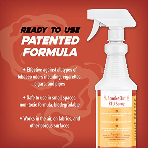 SmokeOut Odor Eliminator Spray for Smoke & Strong Odors – Commercial Strength, Fast-Acting, Non-Toxic (32 fl. oz.)
