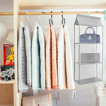 BESPORTBLE Gray Hanging Organizer Bag with Hook Space-Saving Dustproof Storage Container for Dorm Pantry Rv Closet Lightweight and Organizing Pouch for Household Items
