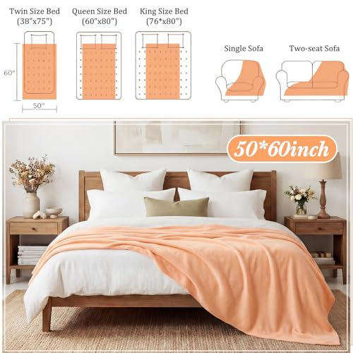 Buryeah 10 Pcs Fleece Blanket Bulk Soft Warm Blankets Cozy Fleece Lightweight Throw Blankets Plush Pet Throw Blanket for Home Bed Sofa Office Wedding Gifts Travel(50" X 60",Light Orange) - color: Light Orange