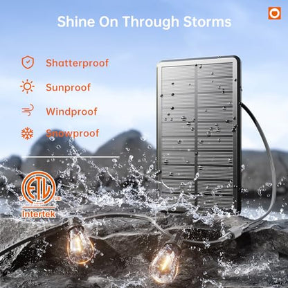 addlon 54FT(48+6) Solar String Lights Outdoor Waterproof with USB Port & Remote Control Dimmable Solar Patio Lights IP65 Solar Powered Edison LED Bulbs for Outside Bistro Camping - size: 54FT