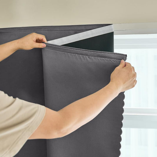 AJAZZ 100% Blackout Self Adhesive Curtains Small Window Short Temporary Black Out Curtains Easy to Install Used for Bedroom Kitchen Window Cover (Dark Grey, 35" W x 48" L 1 Panel) - color: Dark Grey/ Thickened, size: 35"W x 48"L (Pack of 1)