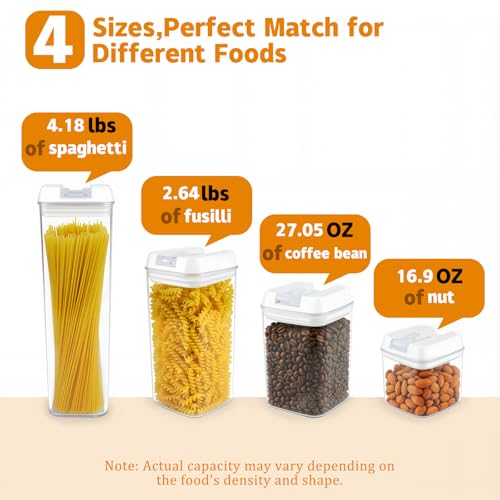 7-Piece Set of Airtight Food Storage Containers with Lids—Plastic Kitchen and Pantry Storage Jars, Ideal for Grains; BPA-Free Kitchen Storage Jars