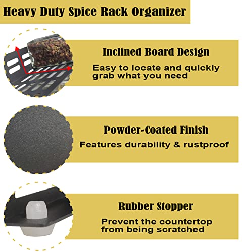 4 Tier Spice Rack Organizer with 32 Square Spice Jars and 160 Spice Labels Set for Kitchen Cabinet Countertop Pantry or Wall Mount, Matte Black - size: 4 Tier With Jars