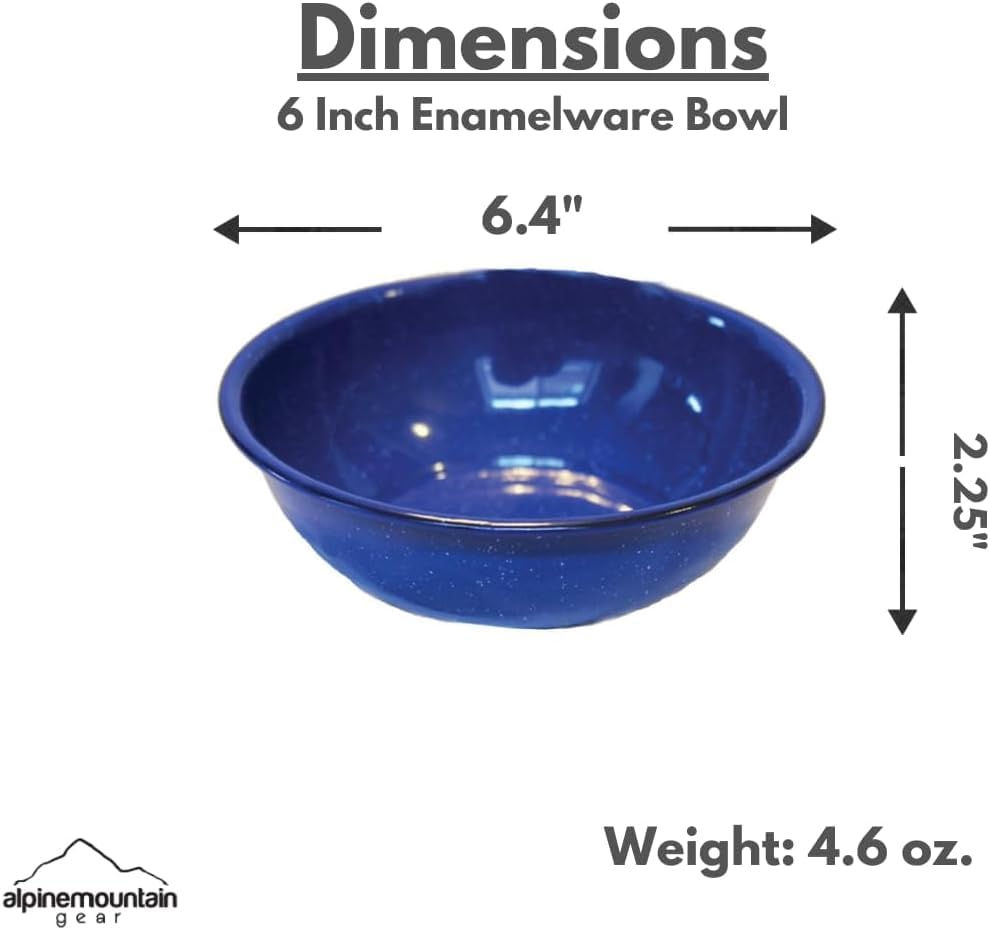 Enamelware for Camping and Backpacking - Enamel Cookware Gear Essentials for Camping and Backpacking (Made by Caddis Sports) (6 Inch Bowl (4 Pack)) - style: 6 Inch Bowl (4 Pack)