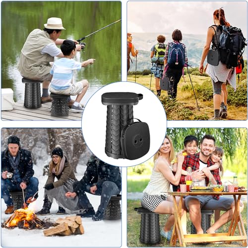 aboutool 2 Pack Collapsible Stool - Lightweight Folding Stool, 485lbs Capacity, Portable for Adults, Camping, Fishing, Hiking, Outdoor, Travel - color: 2pcs Black+blue (Cushion Not Included)