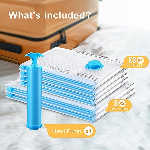 UPGOGO Vacuum Travel Bags Combo 6 Pack - Space Saver Vacuum Storage Bags for Clothing, Blankets, Pillows - Travel Essentials - size: 6 Pack