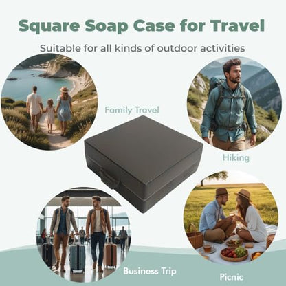 Soap Container, Shower Square Bar Holder Fit Handmade Soap, Travel Soap Case (Translucent Black) - color: Translucent Black