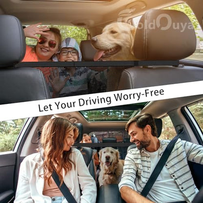 Car Dog Net Barrier, 21 x 21 in Adjustable Mesh Obstacle Car Dog Barrier Net Car Back Seat Pet Fence Car Pet Isolation Protective Network, Easy to Install and Clean