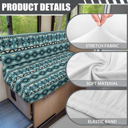 RV Dinette Cushion Covers Couch Cover for RV, Green Aztec Diamond Camper Sofa Replacement Camper Cushions for RV Camper Sofa RV Accessories Include 1 Bench Cover 1 Backrest Cover - color: Green Aztec Diamond