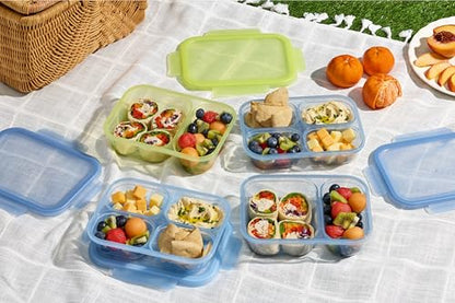 Ello Snap & Nest 10-Piece 3 Cup Plastic Divided Meal Prep Set, Reusable Food Containers for Healthy Eating, Freezer, Dishwasher Safe, Seafoam - color: Seafoam, size: Divided Meal Prep