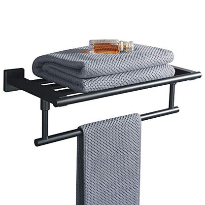 Alise 16 Inch Towel Racks for Bathroom, Towel Rack Wall Mounted with Tower Bars, SUS 304 Stainless Steel Bathroom Shelf, Heavy Duty Hand Towel Holder (Matte Black) - color: Matte Black, size: 16-Inch