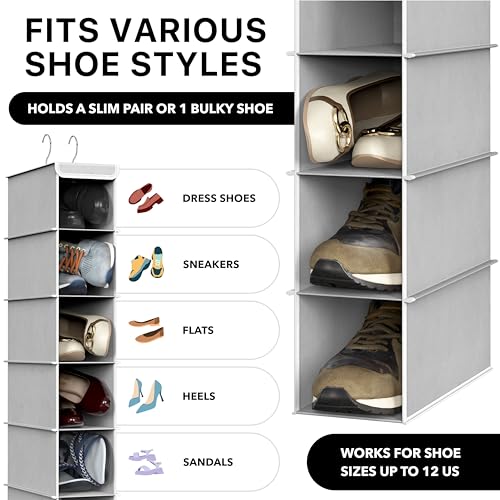Simple Houseware 2 Pack 10 Shelves Hanging Organizer, Gray - color: Grey, size: 2-Pack