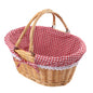 GNIEMCKIN 1 Pack 14 Inch Wicker Basket with Handle, Wicker Picnic Baskets with Checkered Liner, Oval Willow Woven Basket for Fruit, Wine, Wedding, Picnic - size: 1 Pack 14 Inch
