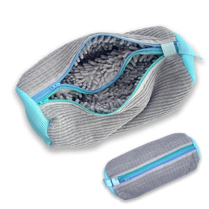Dual Compartments Shoe Washing Machine Bag, 360° Deep Clean Laundry Bag, Reusable Shoe Bag for Washing Machine, Shoe Cleaning Bag for Sneakers Tennis Shoes Sock - color: Grey