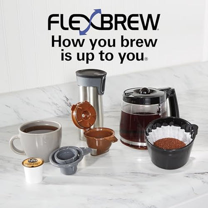 Hamilton Beach FlexBrew Trio 2-Way Coffee Maker, Compatible with K-Cup Pods or Grounds, Combo, Single Serve & Full 12c Pot, Black - color: Black