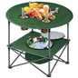 Portable Lightweight Folding Camping Table - Collapsible Foldable Picnic Camp Table with Cooler 4 Enlarged Upgraded Cup Holders and Carry Bag for Tailgating Beach BBQ RV Hiking Party Travel