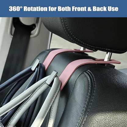 Amooca Car Seat Back Hook Universal Auto Storage Hanger Suede with Metal Car Seat Organizer for Handbag Purse Coat Umbrellas Grocery Bags 2 Pack Pink - color: Pink