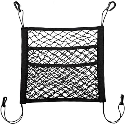 3 Layer Car Mesh Organizer Between Front Seats, Pet Dog Kid Net Barrier Car Net Pocket Elastic Storage Bag Tissue Purse Holder for SUV Truck Van, 15.7 x 13.7 Inch - size: 15.7 x 13.7 Inch