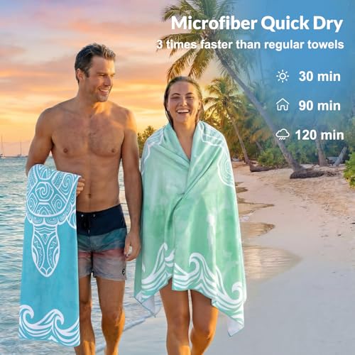 Frienda 4 Pack Microfiber Oversized Lightweight Beach Towel 71x32 in for Women Men Microfiber Quick Dry Sand Free Ocean Coastal Towels for Beach Pool Travel(Ocean) - style: Ocean Nautical