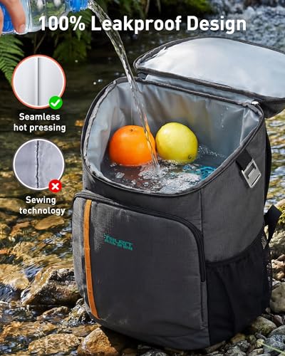 TOURIT Backpack Cooler Insulated 30 Cans, Lightweight Leak Proof Travel Cooler Bag, Soft Waterproof Cooler Backpack for Men Women, Camping Hiking Beach Travel Picnic - color: 01-Dyed Black