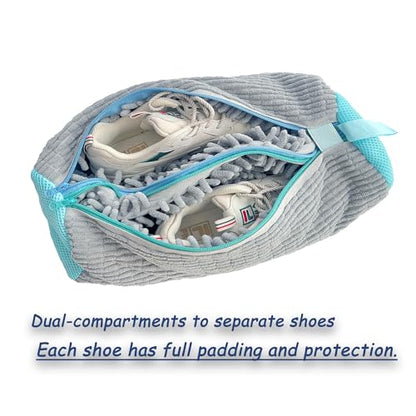 Dual Compartments Shoe Washing Machine Bag, 360° Deep Clean Laundry Bag, Reusable Shoe Bag for Washing Machine, Shoe Cleaning Bag for Sneakers Tennis Shoes Sock - color: Grey