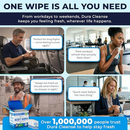 Body Wipes for Adults Bathing No Rinse - 20 Count Travel Shower Wipes - 10 x 10" Individually Wrapped Thick Cleansing Waterless Wash Scrubs - Disposable Washcloths for Camping & Elderly Incontinence - size: 20 Count (Travel Size)