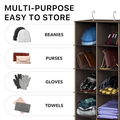 Simple Houseware 24 Section Shelves Hanging Shoes Organizer Holder for Closet, Brown - color: Brown