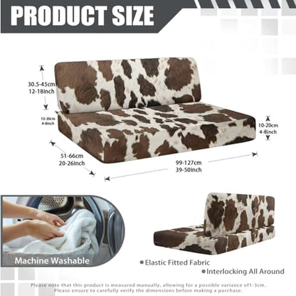 Cow Brown 3 Pcs RV Dinette Cushion Covers Breathable Camper Cushion Slipcover with Pillowcase, Stretch 2 Seat Sofa Chair Cover Camper Seat Covers Dinette Booth - color: Cow Brown