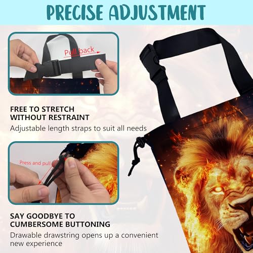 Car Garbage Bag Firce Lion Burning Flame Hanging Canvas Car Trash Bag Drawstring Car Back Seat Organizer for Car Back Front Seat Console with Adjustable Buckle - color: Firce Lion Burning Flame