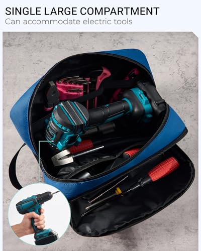 2 Pack Small Tool Bags Zipper Pouch for Organizing, with Adjustable Shoulder Strap & Carabiner, Utility Small Tool Pouch with Multi Pocket Compartments and Label Area (12" & 10") - color: Blue 2 Pack