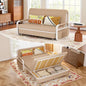 62" Pull Out Sofa Bed, 3 in 1 Convertible Sleeper Sofa, Full Size Loveseat Couch Bed with Storage, Trundle and 2 Pillows for Living Room, Bedroom, Dorm, RV,Office (Saddle Tan 809) - size: 62"- Full Size