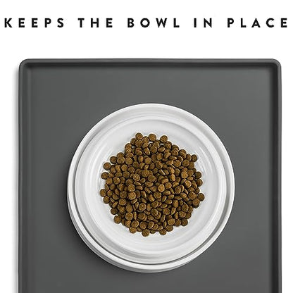 CatGuru Cat Food Mat, Small & Large Feeding Mats, 100% Waterproof Silicone Pet Placemat, Non-Slip Cat Food and Water Bowl or Water Fountain (Large, Carbon) - color: Carbon, size: L: 24" x 14"