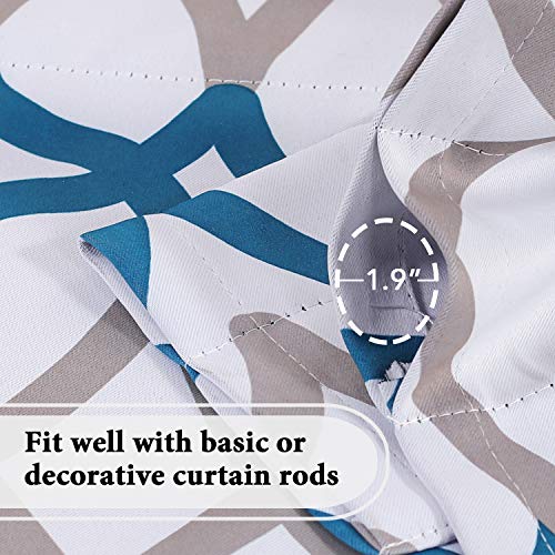 H.VERSAILTEX Blackout Curtain Valances for Kitchen Thermal Insulated Window Valances for Living Room Rod Pocket Short Curtain 1 Panel, 52x18 inch, Teal and Taupe - color: Geo in Teal and Taupe