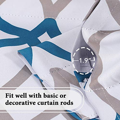 H.VERSAILTEX Blackout Curtain Valances for Kitchen Thermal Insulated Window Valances for Living Room Rod Pocket Short Curtain 1 Panel, 52x18 inch, Teal and Taupe - color: Geo in Teal and Taupe