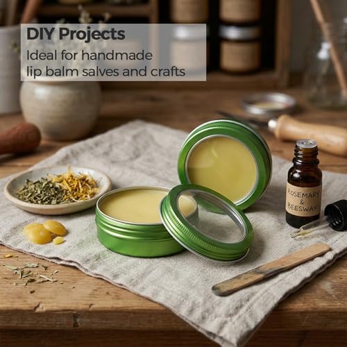 2 oz (60ml) Green Aluminum Tins with Clear Lids and Labels, 24 Pack | Clear View Lid, Secure Packaging, Tight Screw Lids, Includes Blank Labels, 11 Color Options - color: Green